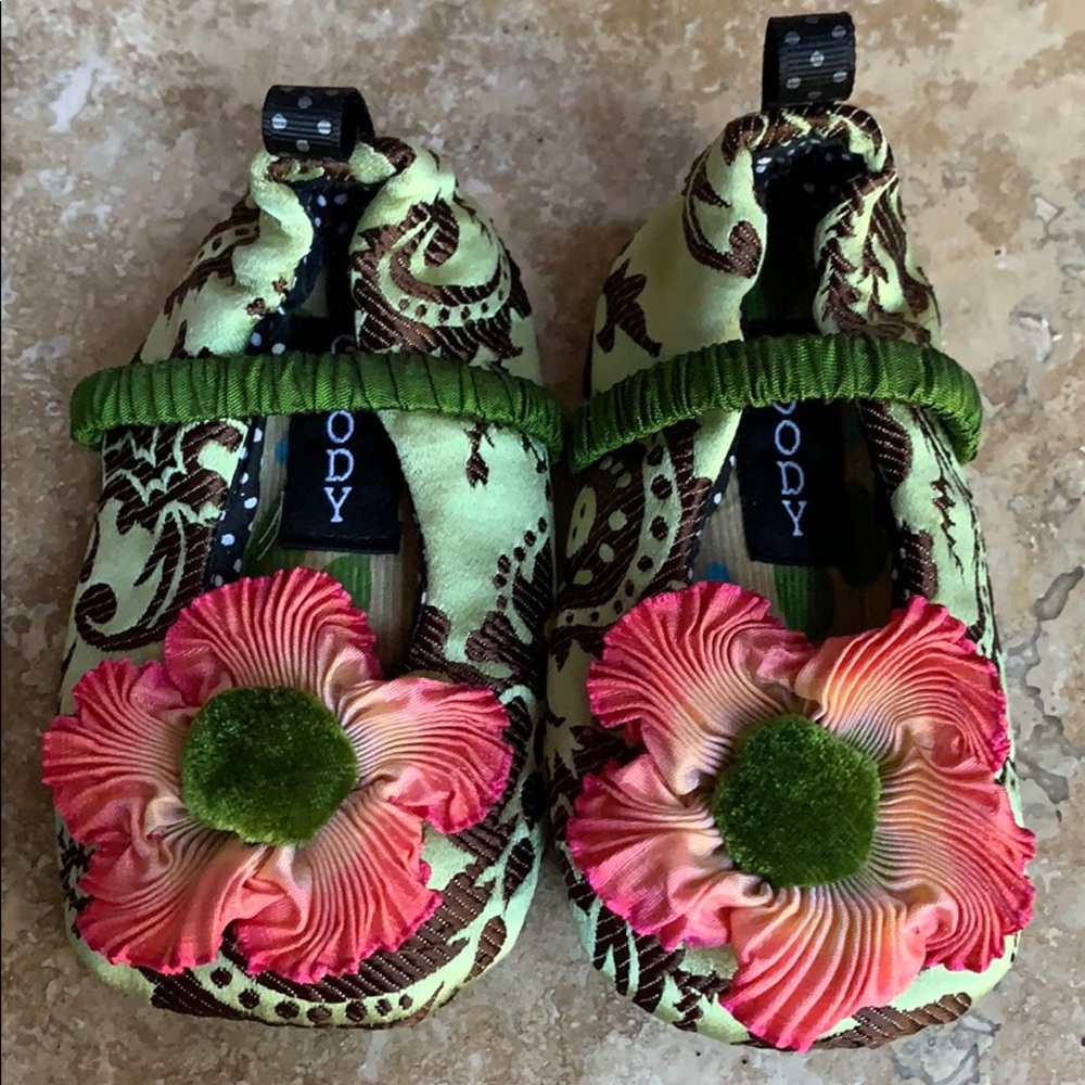 Moccasin Baby Shoes Floral Satin